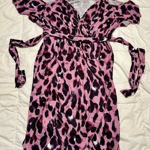 Pink and Black Leopard Print Dress
